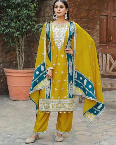 Indian Moslin Silk Georgette Embroidery Work