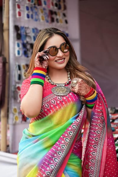 Digital Print Sharee with Blouse Piece - Image 1