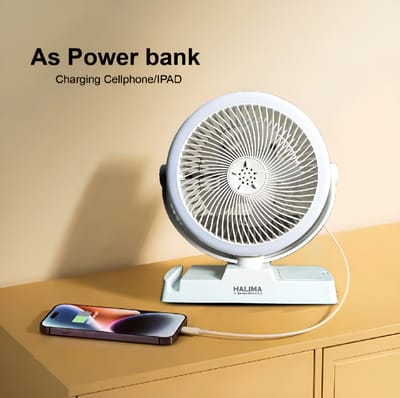 Portable 8″ Mini Rechargeable Battery Operated Fan with LED Light | Halima