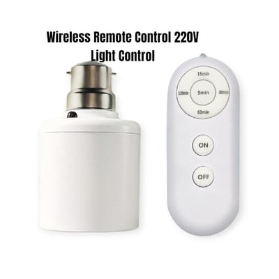 Smart B22 to E27 LED Lamp Holder with Wireless Remote | AC 85–265V | Timer Control | Adjustable Light Socket Converter