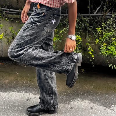 y2k crab whiskers baggy jeans - Image 6