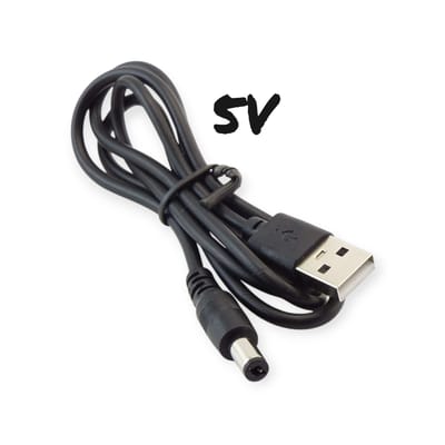 USB to 5.5mm x 2.1mm DC 5V 2A Barrel Jack Power Cable (60cm)