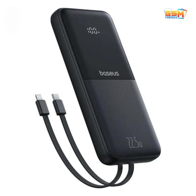 Baseus PPJP311 10,000mAh 22.5W Power Bank with Attached Type-C & Lightning Cable