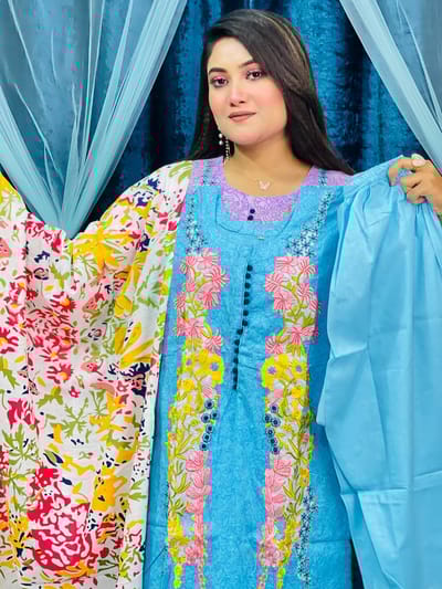 সুতি থ্রি পিস - Image 1