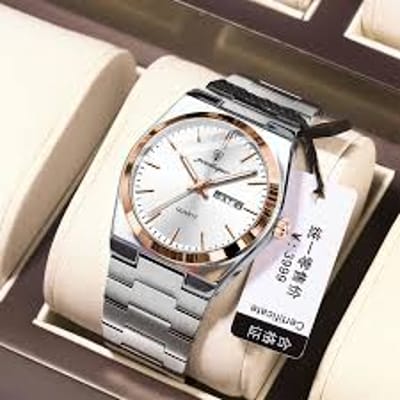 POEDAGAR 930 Men's New Luxury Luminous Date Week Stainless Steel Quartz Watch For Men - Image 4