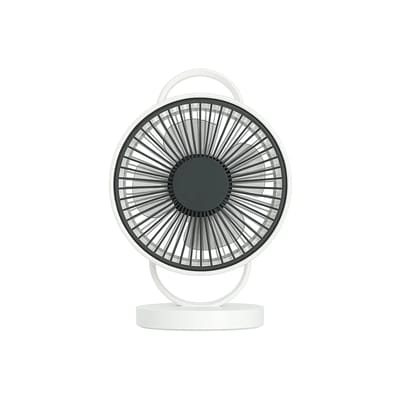 YAGE YG-7999N Rechargeable 8-Inch 360° Rotation Fan with LED Light – White Color