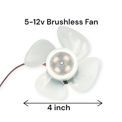 DC 5-12V Brushless Motor with 3 Leaves Clear Plastic Fan Blade for 4-Inch Pedestal/Table Fan