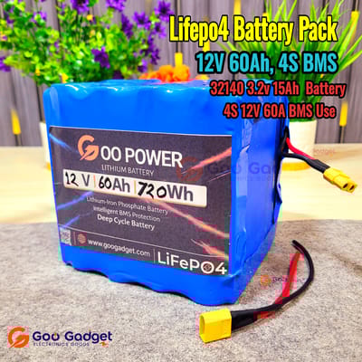12V 60Ah LiFePO4 Battery Pack with 4S 100A BMS
