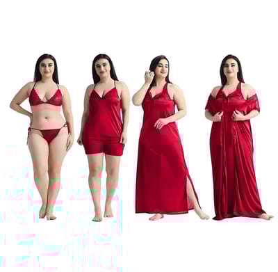 ৬-পিস নাইট ওয়্যার সেট (মেরুন) - Image 2