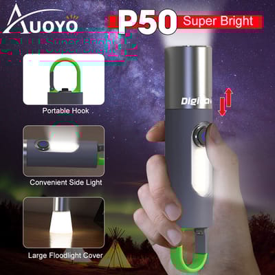 Auoyo light Keychain Torch Mini Telescopic Focusing light Strong Bright