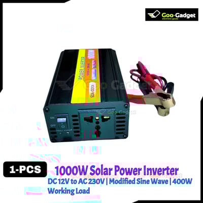1000W Solar Power Inverter – DC 12V to AC 230V | Modified Sine Wave | 400W Working Load | 1000W Peak | Compact Design for Solar Use