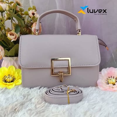 Premium Ladies Bag Square Lock- Peach