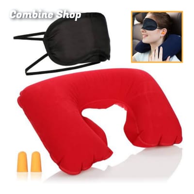 3 In 1 Travel Kit Set - Neck Pillow, Eye Mask, Ear Bud