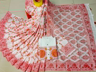 পাঞ্জাবি & শাড়ি কাপল সেট - Image 7