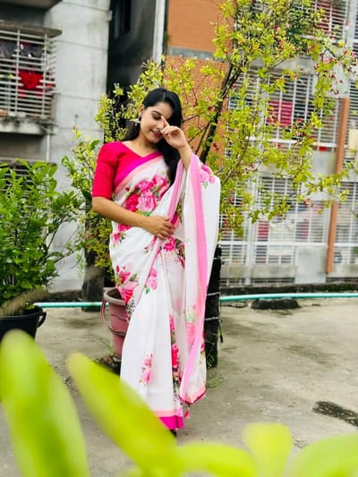 ডিজিটাল প্রিন্ট শাড়ি ব্লাউজ পিস সহ - Image 1