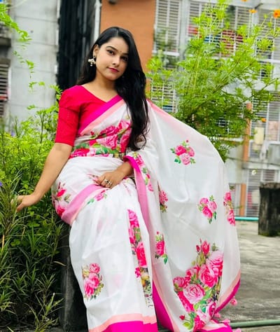 ডিজিটাল প্রিন্ট শাড়ি ব্লাউজ পিস সহ - Image 2