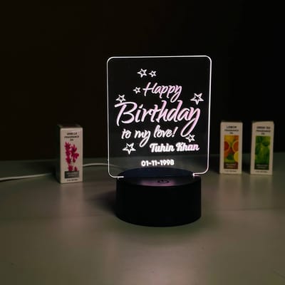 Customizable Happy Birthday Design Acrylic Multicolor Night Lamp