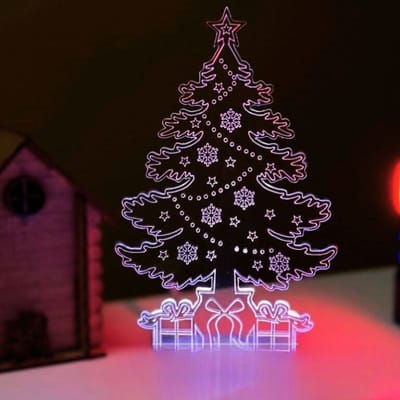 GearUP Acrylic Multicolor Night Lamp (Only Acrylic) Christmas Tree