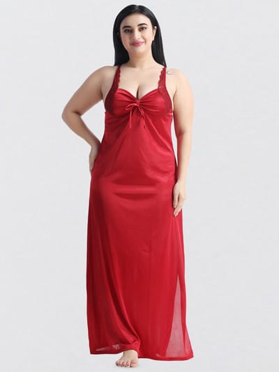 ৬-পিস নাইট ওয়্যার সেট (মেরুন) - Image 5