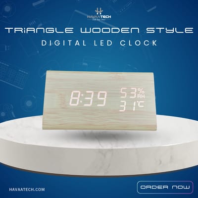 Triangle Wooden Style Digital LED Clock-Light