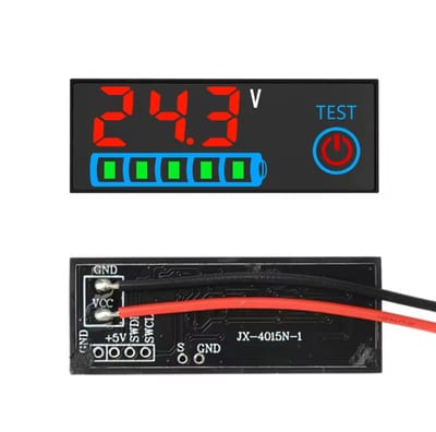 Universal DC 7–55V Digital Battery Level Indicator With Voltage Display And Alarm Function