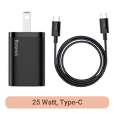 Baseus Super Si Quick Charger 1C 25W US Sets With Mini Cable Type-C