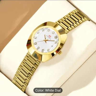 1pc Elegant Women'S Quartz Watch with Golden Tone Case & Stainless Steel Band - Oval Face, Black Dial, Date Display, Luxurious Design for Formal & Casual Attire, Formal Attire Accessory | Elegant Watch Design | Quartz Movement Watch, Ladies Watch 25