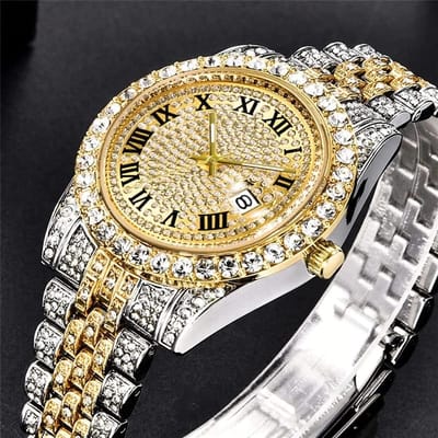 Hip Hop Iced Out Men'S Rhinestone Watch Diamond Analog Quartz Watch 005