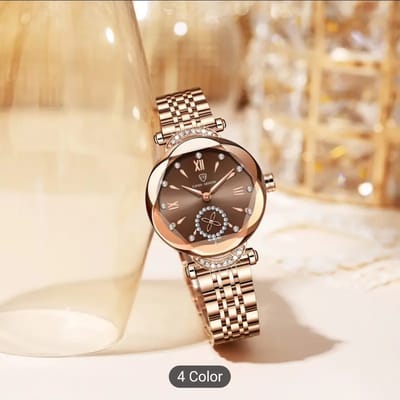 Rose Golden Women’s Quartz Watch – Elegant, Stainless Steel Band, 24