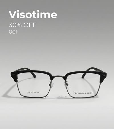 Porsche Design TR90 Geometric Double-Bridge Eyeglasses – Black & Silver (Model 823)