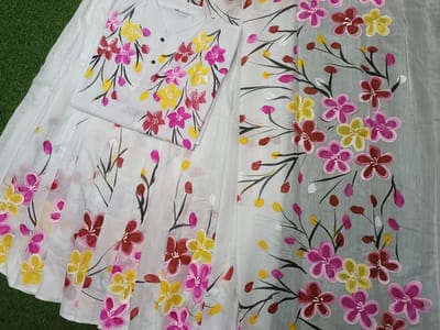 হ্যান্ড প্রিন্ট হাফ সিল্ক কাপল সেট - Image 6