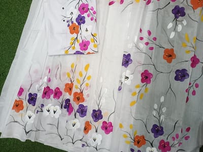 হ্যান্ড প্রিন্ট হাফ সিল্ক কাপল সেট - Image 7