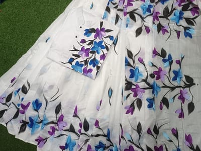 হ্যান্ড প্রিন্ট হাফ সিল্ক কাপল সেট - Image 15