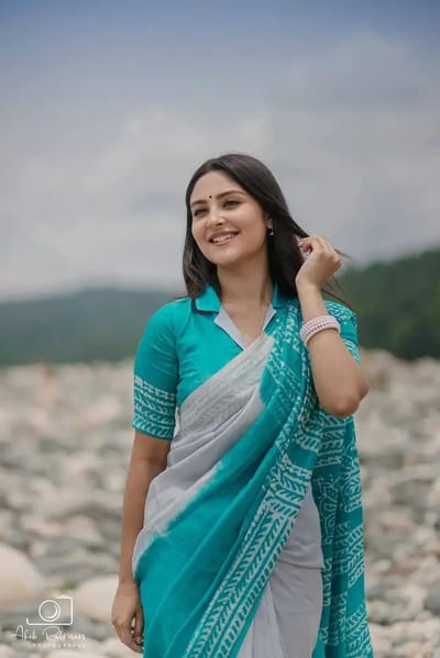 চান্দেরী সিল্ক ডিজিটাল প্রিন্ট শাড়ি - Image 1