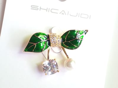 Pearls Rhinestone Enamel Brooch