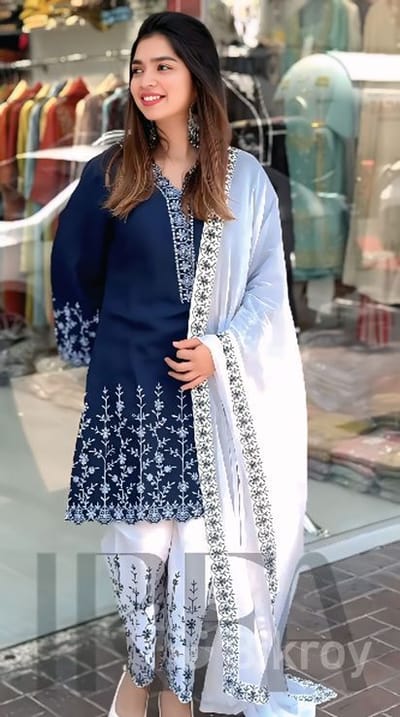 Blue Embroidered Set
