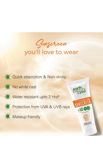 Earth Beauty & You Hydrating Sunscreen (SPF 50 UVA UVB) - Image 3