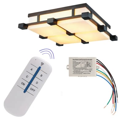 220V 4-Way ON/Off Lamp Light RF Remote Control Switch Receiver