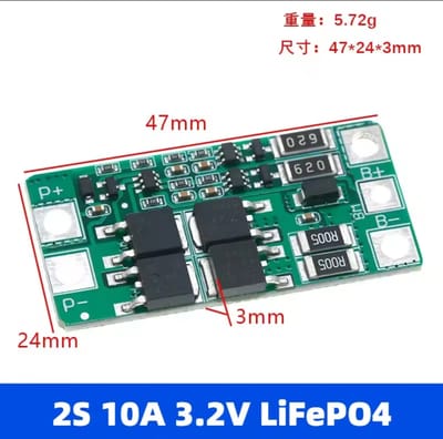2S 10A 7.4V LiFePO4 Battery Protection Board with Balance Function S0330