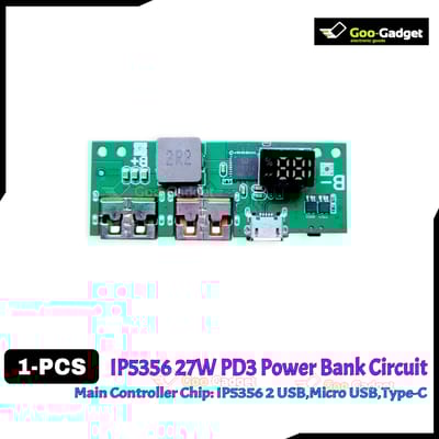 IP5356 27W Quick Charge PD3.1 USB 3.1 Gen-1 Digital Power Bank Circuit – 3-in-1 Charging Input Output Port – LED Display
