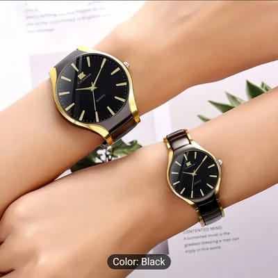 2 pcs of Elegant Quartz Couple Watch Set, Classic British Style, Fashionable Business Watches for Men And Women, Round Alloy Case, Non-Rechargeable Battery, Fashion Accessories (Excluding Watch Box)  32