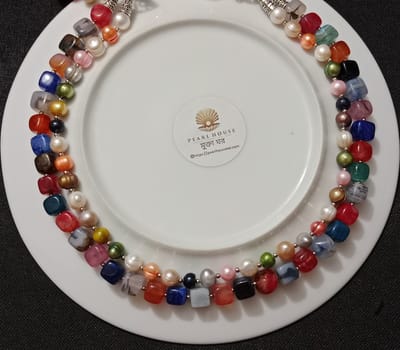 2 Layer Pearl & Stone combination Neckpiece