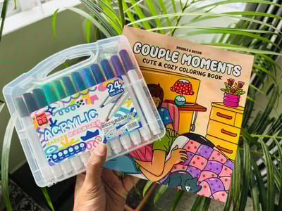 24 Acrylic Brush Pen + One Book (Combo)