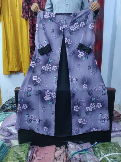 দুবাই চেরি ডিজিটাল প্রিন্ট বোরকা - Image 5