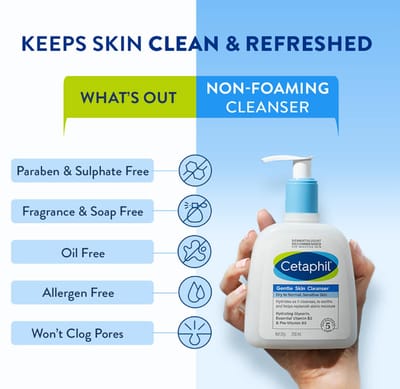 Cetaphil Gentle Skin Hydrating Face Wash Cleanser, Dry to Normal, Sensitive Skin - 250 ml - Image 2
