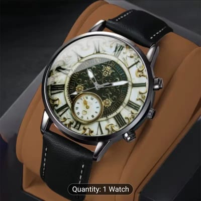 Classic Roman Numeral Patterned Face Men's Quartz Watch 47
