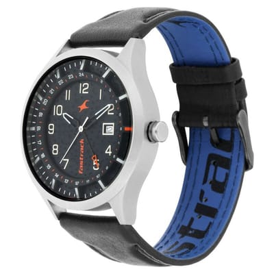 Fastrack NN3205TL01 Titanium Quartz Analog Date Grey Dial Leather Strap Watch - Image 2