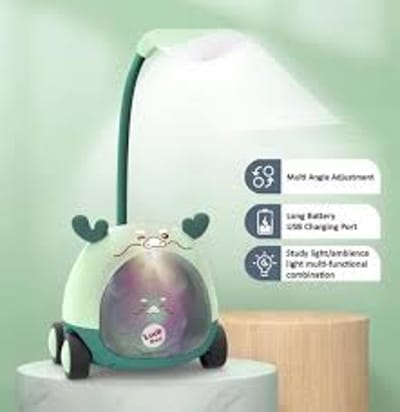 Foldable LED Study Lamp with Pen Holder & Sharpener for Kids