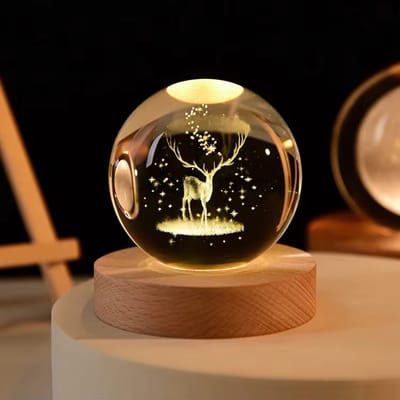3D Crystal Ball – Deer (7 Color Base)