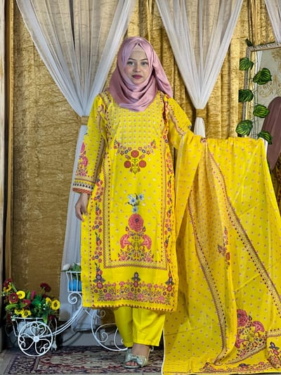 ইন্ডিয়ান ওয়েটলেছ জর্জেট কাপড়ের থ্রি পিছ - Image 1